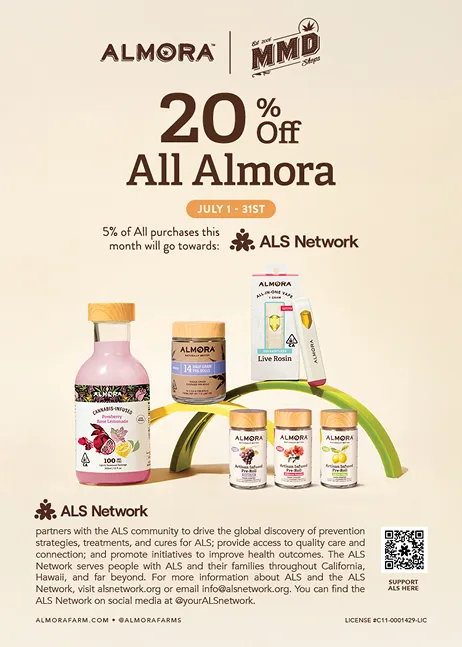 Almora 20% off all products July 1 through 31 with ALS Network donation